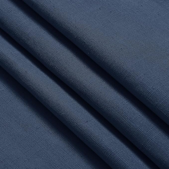 Denim Blue Linen Curtains for Living Room 63 Inches Long 2 Panel Set Light