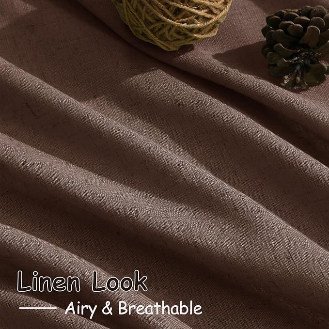 Nanspring Mocha Mousse Curtains 90 Inch Length 2 Panel Set Back Tab Rod Pocket