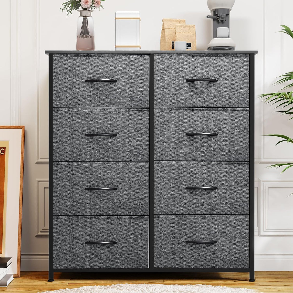 DWVO Dresser for Bedroom, Fabric Dresser with 8 Drawers, Chest of Drawers for Closet, Living Room