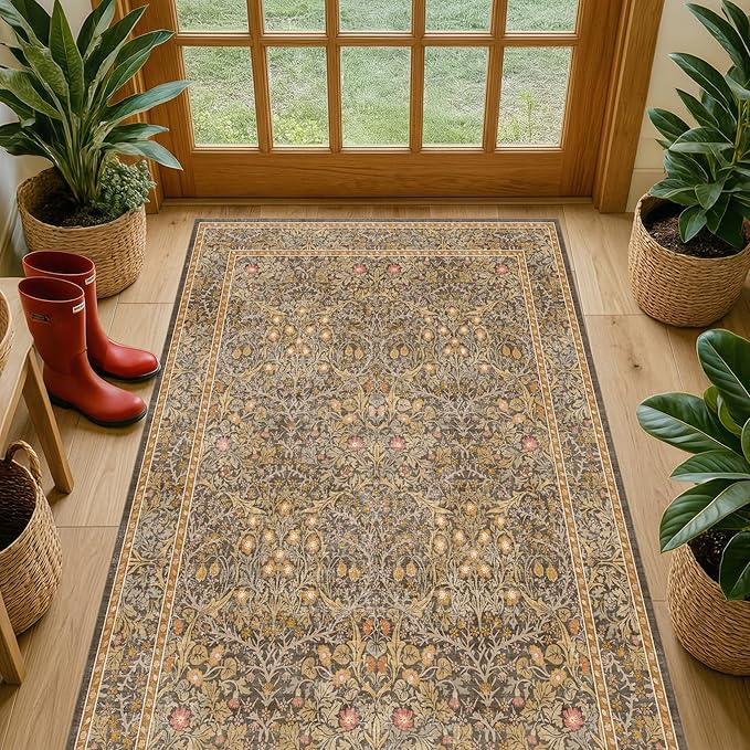 Vintage Floral Brown 3x5 Area Rugs