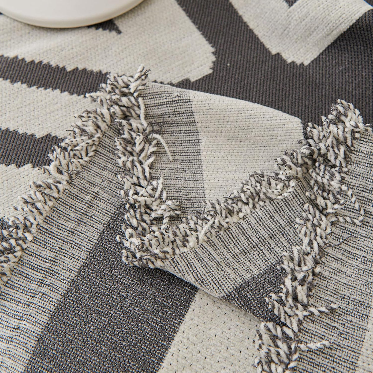 STACYPIK Thick Chenille Boho Sofa Cover Dark Grey Jacquard Geometric Sofa Cover for 1 Cushion Couch L Shape Cover Dog Sofa Protector Non Slip Pet Protector Covers Reversible Sofa Covers-71X71IN