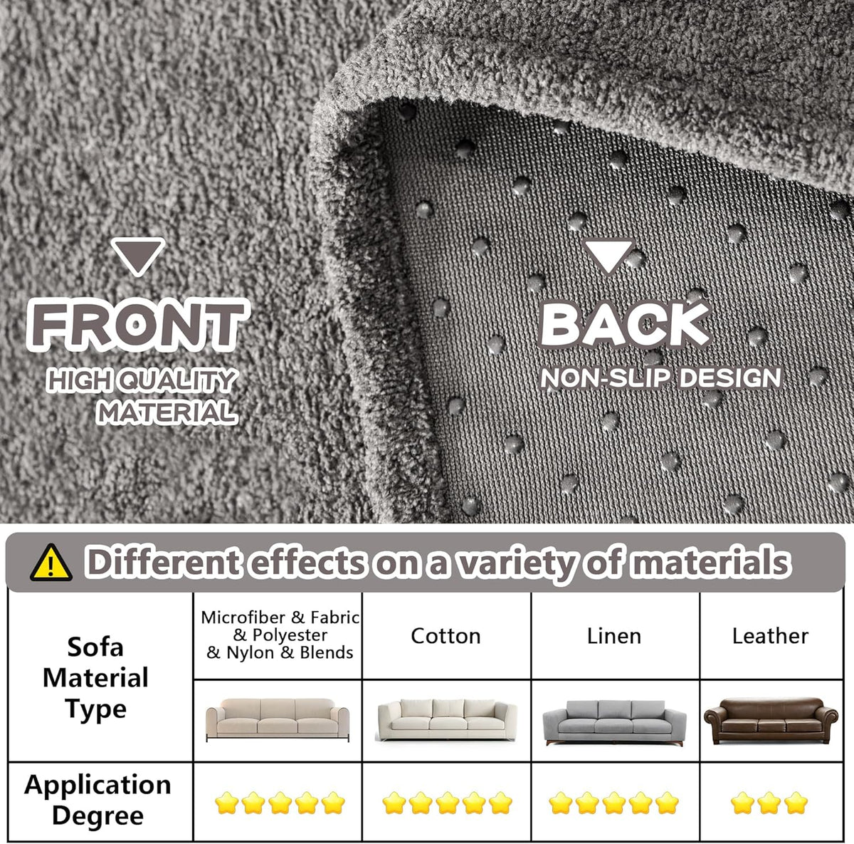MYSKY HOME Couch Cover for Dogs Non-Slip Couch Cover for 2 Cushion Couch Sofa Cover Sofa Slipcovers for Dogs, Sofa Covers Washable Soft Thick Furniture Protector, 71" x 102", Grey