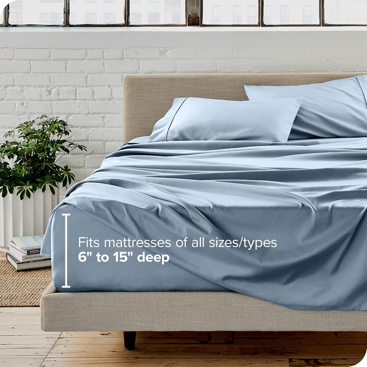 Bare Home Twin Sheet Set - 1800 Ultra-Soft Microfiber Twin Bed Sheets - Double Brushed - Deep Pockets - Easy Fit - Extra Soft - 3 Piece Set - Bedding Sheets & Pillowcases (Twin, Dusty Blue)