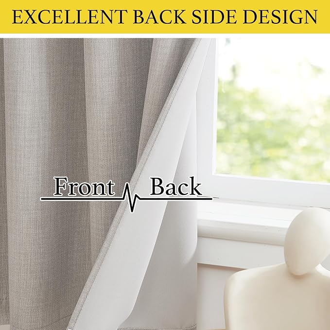 NICETOWN Thick Living Room Valances 24 inches Long, Farmhouse Grommet Faux