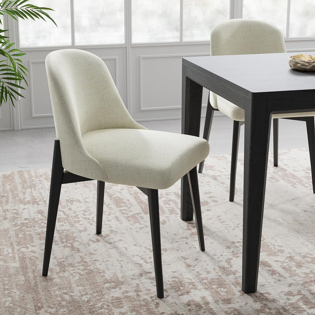 Casaphoria Wood Kitchen Table Set with 6 Chairs, 79" Rectangle Dining Kitchen Table & Chairs Set for 4-6, Modern Farmhouse Dining Table for Living Room, Easy Assembly, Black