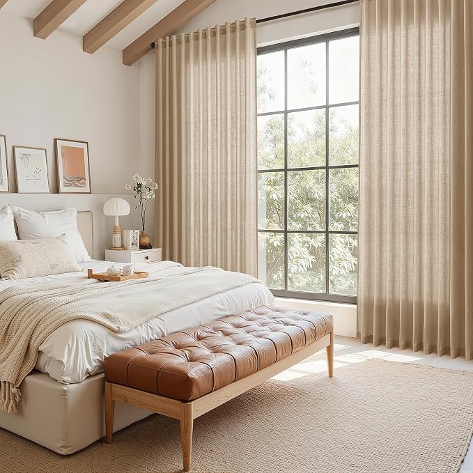 Nanspring Sand Beige Curtains 96 Inches Long