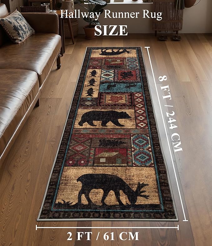 Rustic Cabin Runner Rug 2x8 Indoor Door Mat