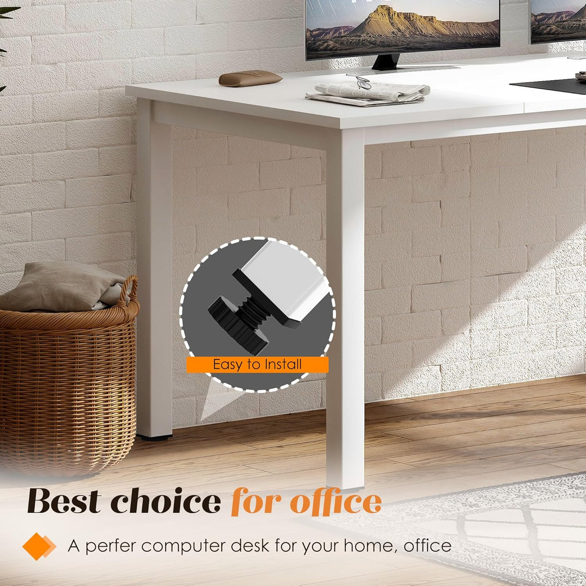 Need Large Computer Desk 70.8 x 31.5 inches Conference Table Large Office Desk Writing Table Workstation for Home Office,White ND-10FJGSAC3-180WW