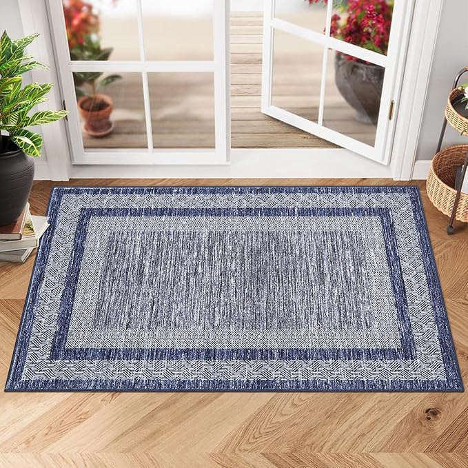 GarveeHome Modern Geometric Area Rug 2x3 Distressed Bordered Washable Non Slip