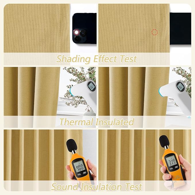 Guken 100% Blackout Curtains 90 Inch Length 2 Panels Set