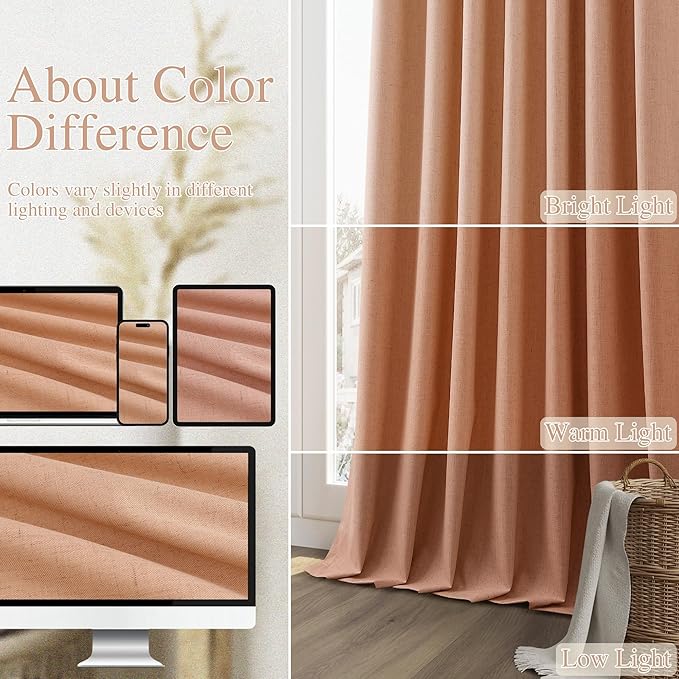 Guken 100% Blackout Curtains 120 Inch Length 2 Panels Set