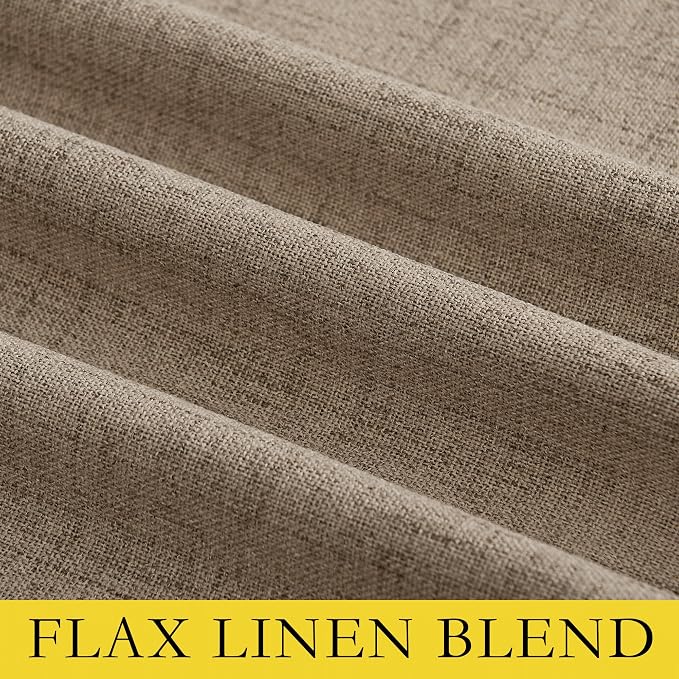 NICETOWN Burlap Vintage Open Linen Weave Flax Thermal Curtains, 100% Blackout