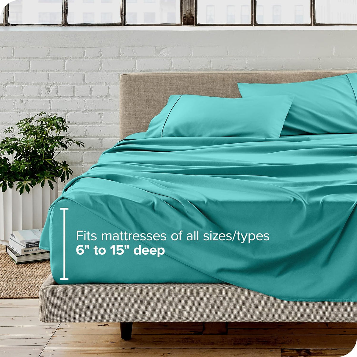 Bare Home Full XL Sheet Set - Luxury 1800 Ultra-Soft Microfiber Full Extra Long Bed Sheets - Double Brushed - Deep Pockets - Easy Fit - 4 Piece Set - Bedding Sheets & Pillowcases (Full XL, Turquoise)