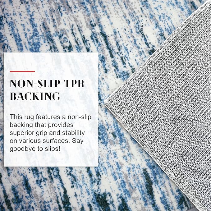 Lansny Modern Abstract 6x9 Machine Washable Living Room Rug Non-Slip Soft