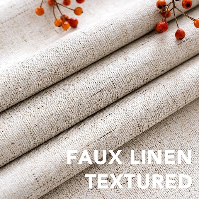 H.VERSAILTEX Linen Blackout Curtains 63 Inches Long, Full Blackout Thermal