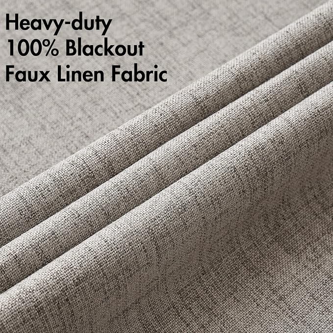 MIULEE 100% Blackout Linen Textured Curtains