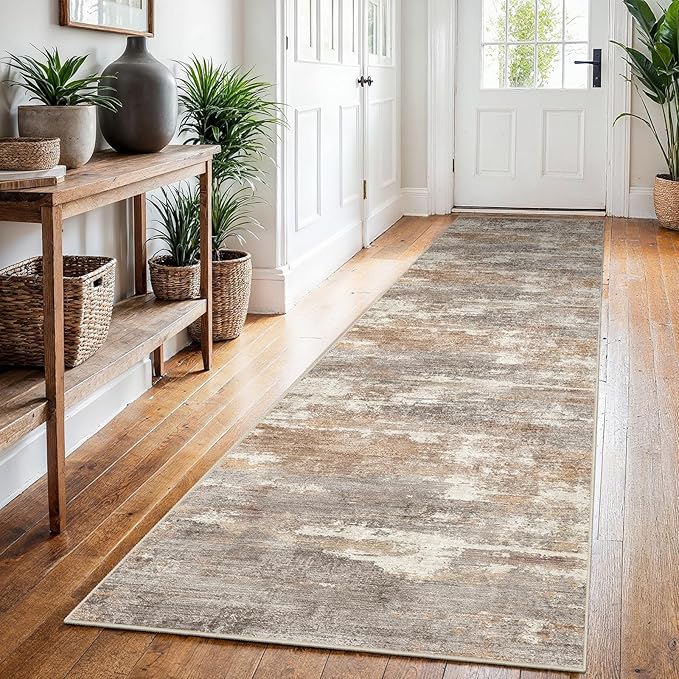 2'6''x12' Washable Kitchen Runner Rug: Modern Abstract Runners