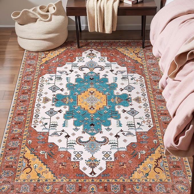 SERISSA Area Rug 3x5 Boho Orange Rugs