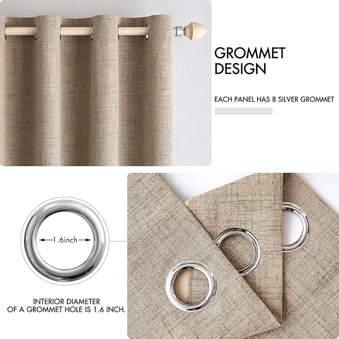 MIULEE 100% Blackout Linen Textured Curtains