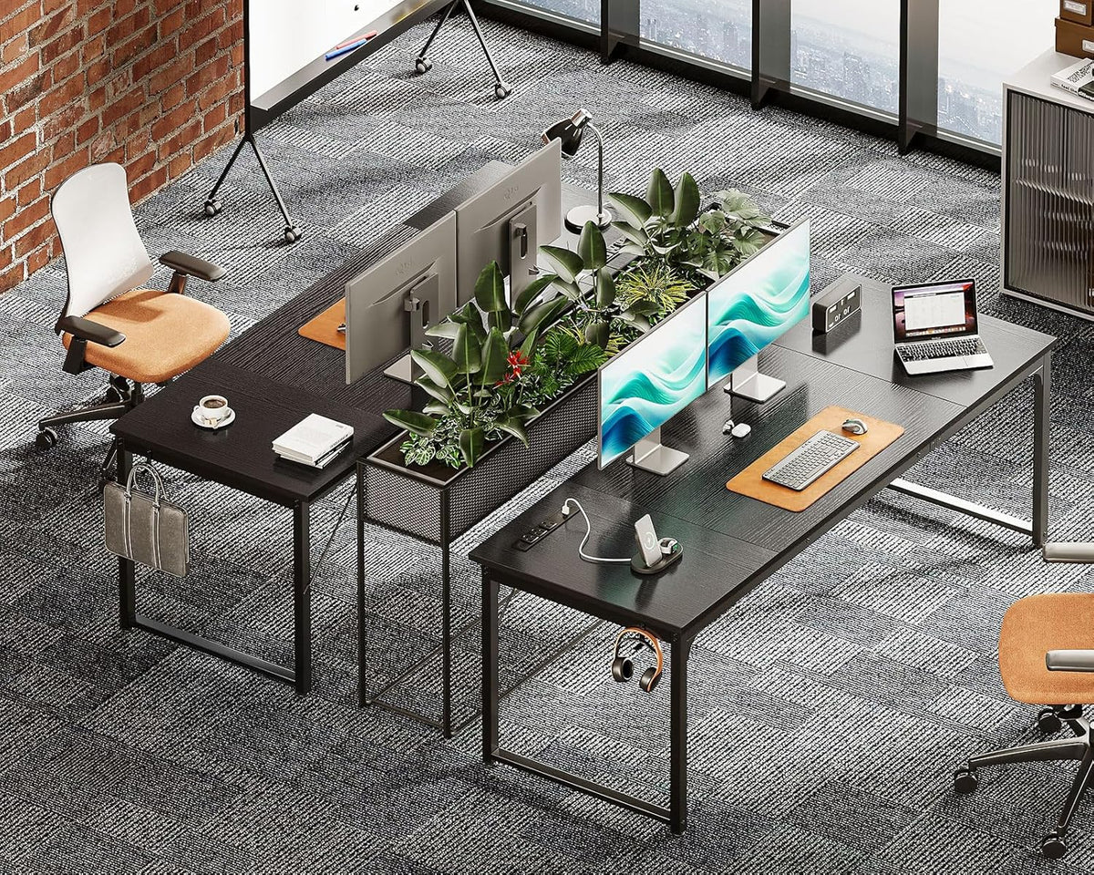 Coleshome 71 Inch Computer Desk with USB Ports, Large Office Desk, Long Study Student Writing Desk, Black