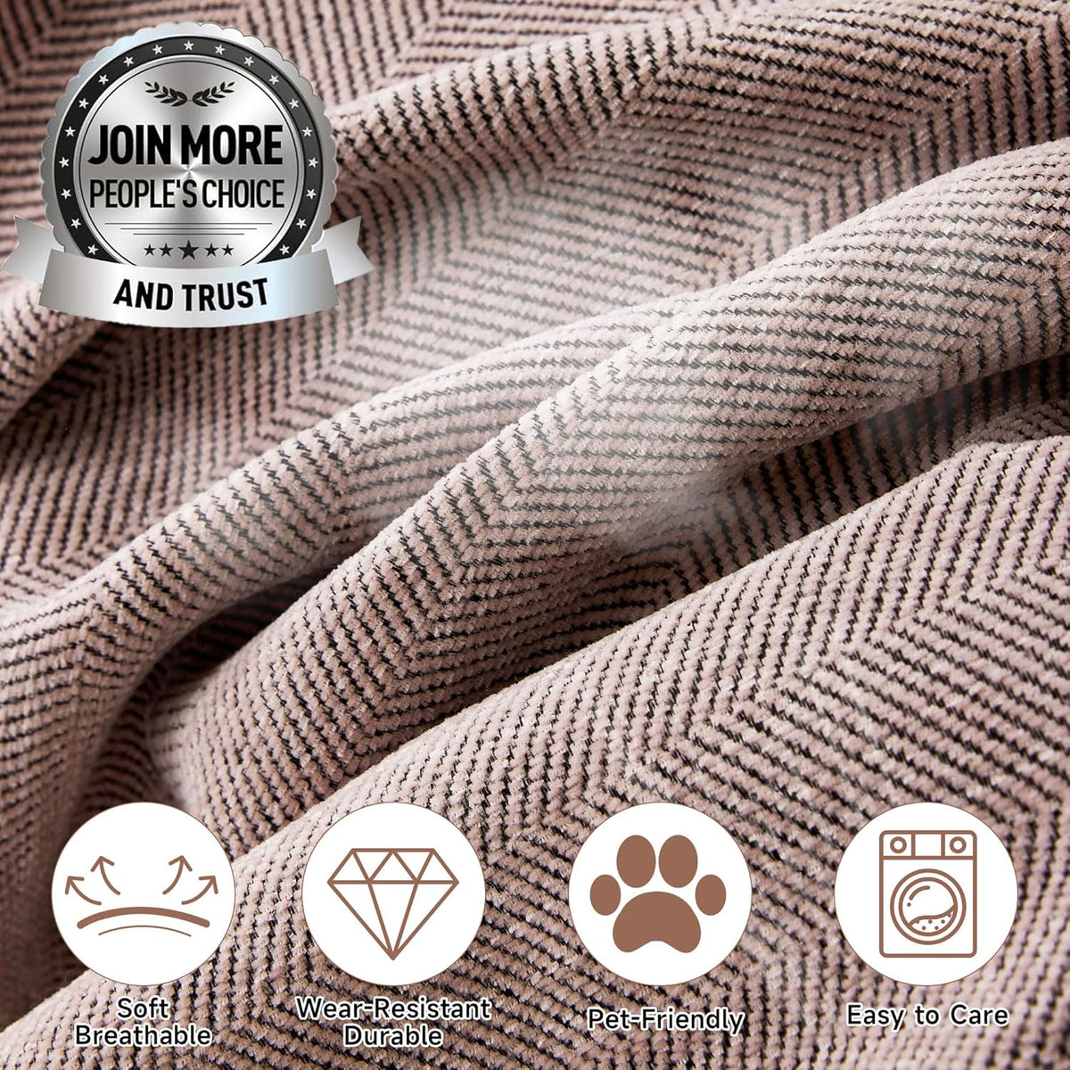 STACYPIK Stylish Cozy Pink Sofa Cover for Dogs Kids Geometric Couch Cover Herringbone Couch Slipcover for Sectional Couch Covers L Shape for 2 Cushion Couch Pet Furniture Throw Cover Washable-71X118IN
