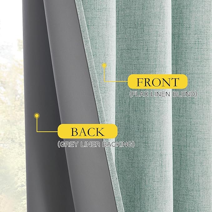 NICETOWN 100% Absolutely Blackout Linen Curtains