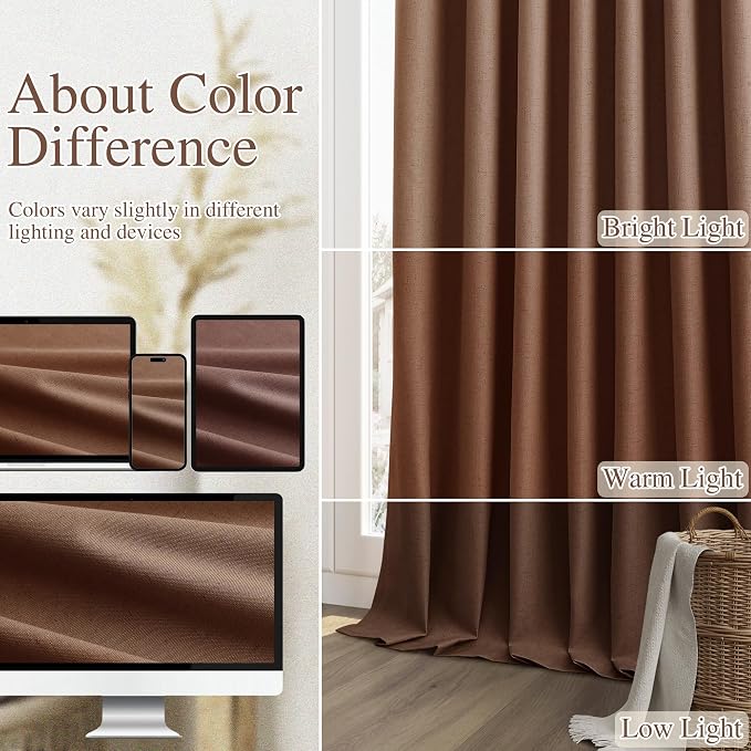 Guken 100% Blackout Curtains 90 Inch Length 2 Panels Set