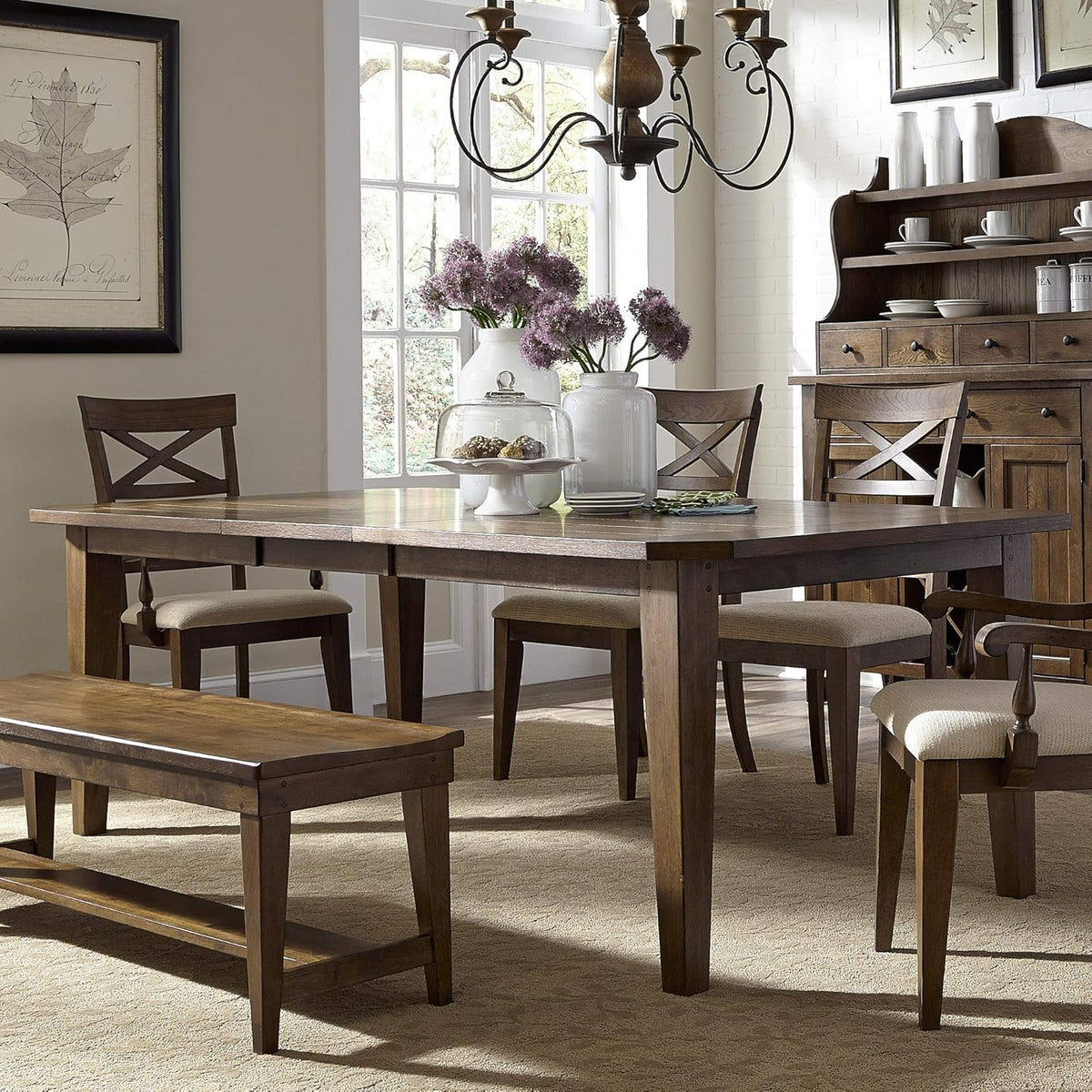 Liberty Furniture Industries Hearthstone Rectangular Leg Table, W108 x D44 x H30, Dark Brown
