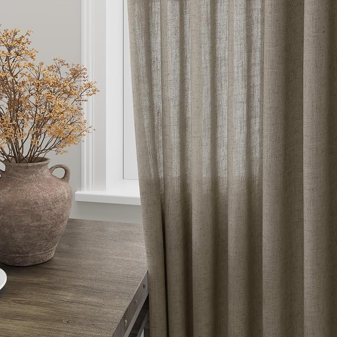 Mocha Linen Curtains 120 Inch Extra Long
