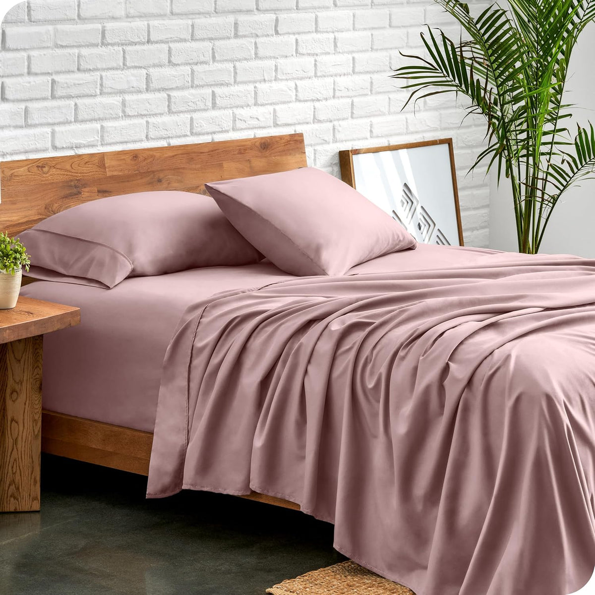 Bare Home California King Sheet Set - 1800 Ultra-Soft Microfiber Cal King Bed Sheets - Double Brushed - Deep Pockets - Easy Fit - 4 Piece Set - Bed Sheets (Cal King, Mauve)