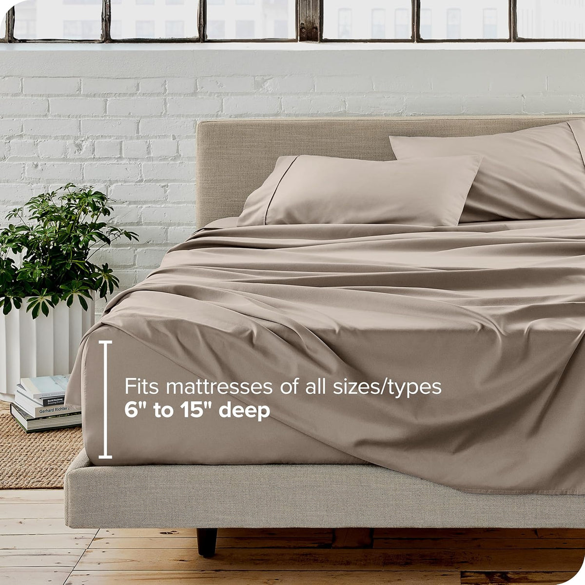 Bare Home Queen Sheet Set - Luxury 1800 Ultra-Soft Microfiber Bed Sheets - Double Brushed - Deep Pockets - Easy Fit - 4 Piece Set - Bedding Sheets & Pillowcases (Queen, Khaki)