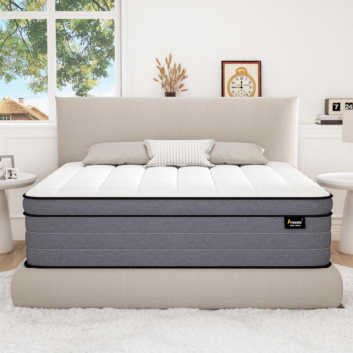 Queen Mattress 12 Inch, Hybrid Mattress Queen Size in a Box, Pressure Relief Gel Memory Foam and Motion Isolation Pocket Spring, Comfort Bed for All Bed Frames, CertiPUR-US, Firm Feel