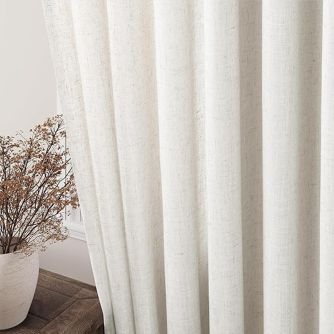 Cream Linen Back Tab Curtains 84 Inch Length