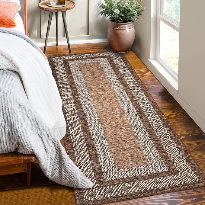 Washable 2.5x10 Kitchen Runner Rug, Easy Clean Geometri Rugs