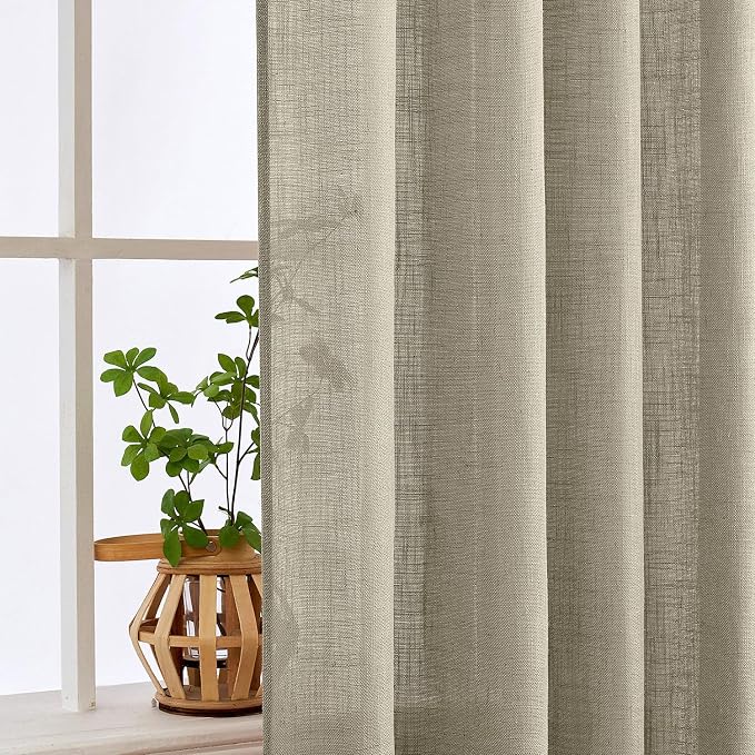 MIULEE Oatmeal Linen Curtains 72 Inch Length 2 Panels