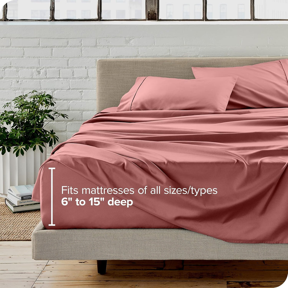 Bare Home Twin XL Sheet Set - 1800 Ultra-Soft Microfiber Twin Extra Long Sheets - Double Brushed - Deep Pockets - Easy Fit - Extra Soft - 3 Piece Set - Bed Sheets & Pillowcases (Twin XL, Dusty Rose)
