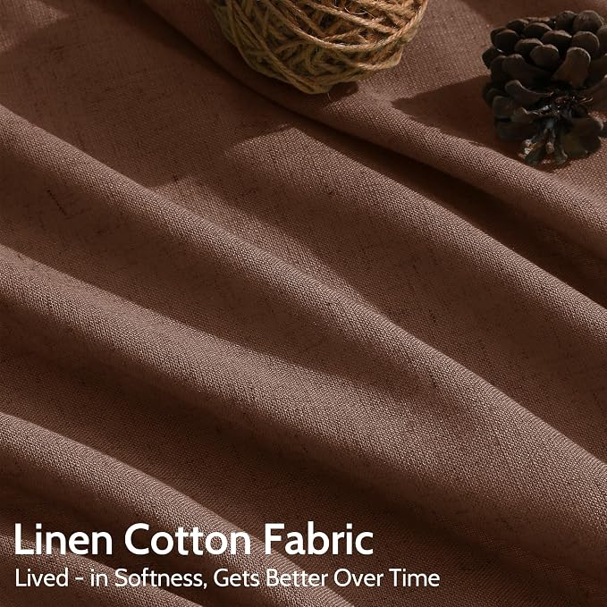 Mocha Brown Linen Curtains 90 Inch Length 2 Panels