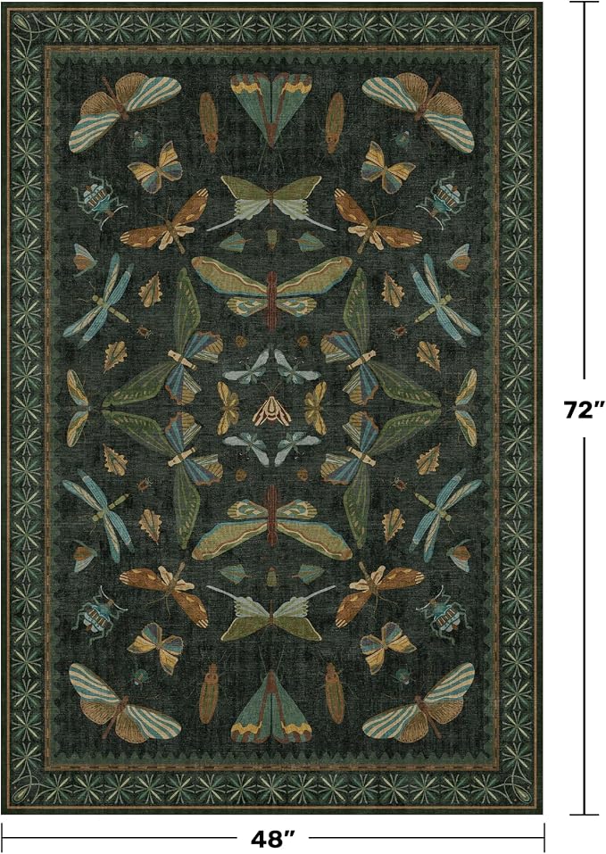 Dark Green 4x6 Washable Area Rug