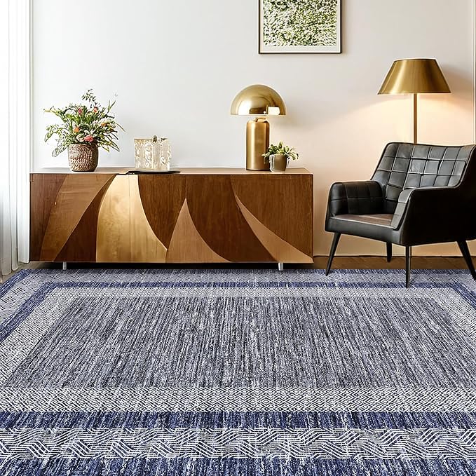 GarveeHome 2x6 Modern Bordered Runner Rug Soft Non Slip Runner Washable Non