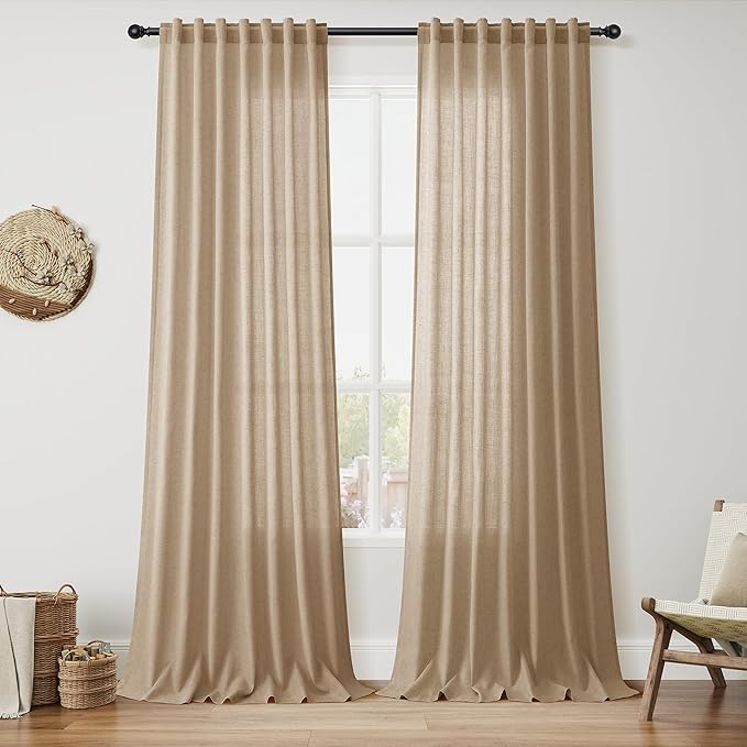 Nanspring Sand Beige Curtains 96 Inches Long