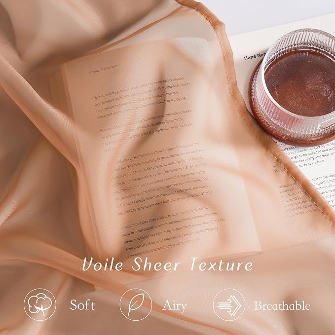 NICETOWN Voile Sheer Terracotta Curtains 96 inches Long 2 Panels Set, Grommet