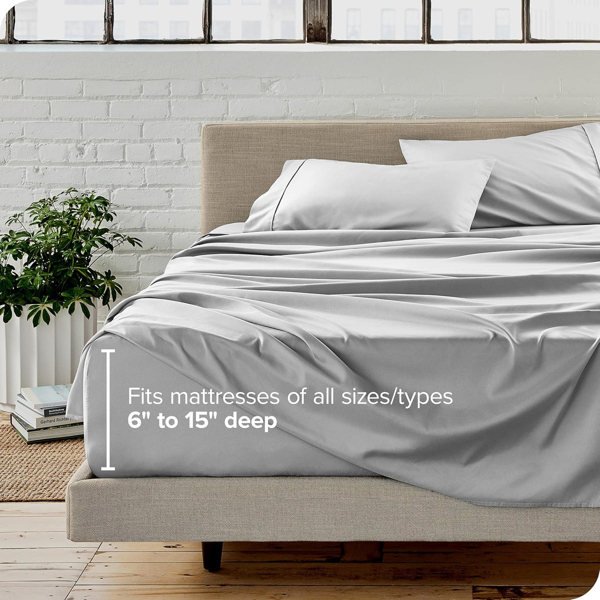 Bare Home Full XL Sheet Set - Luxury 1800 Ultra-Soft Microfiber Full Extra Long Bed Sheets - Double Brushed - Deep Pockets - Easy Fit - 4 Piece Set - Bedding Sheets & Pillowcases (Full XL, Cloud Grey)