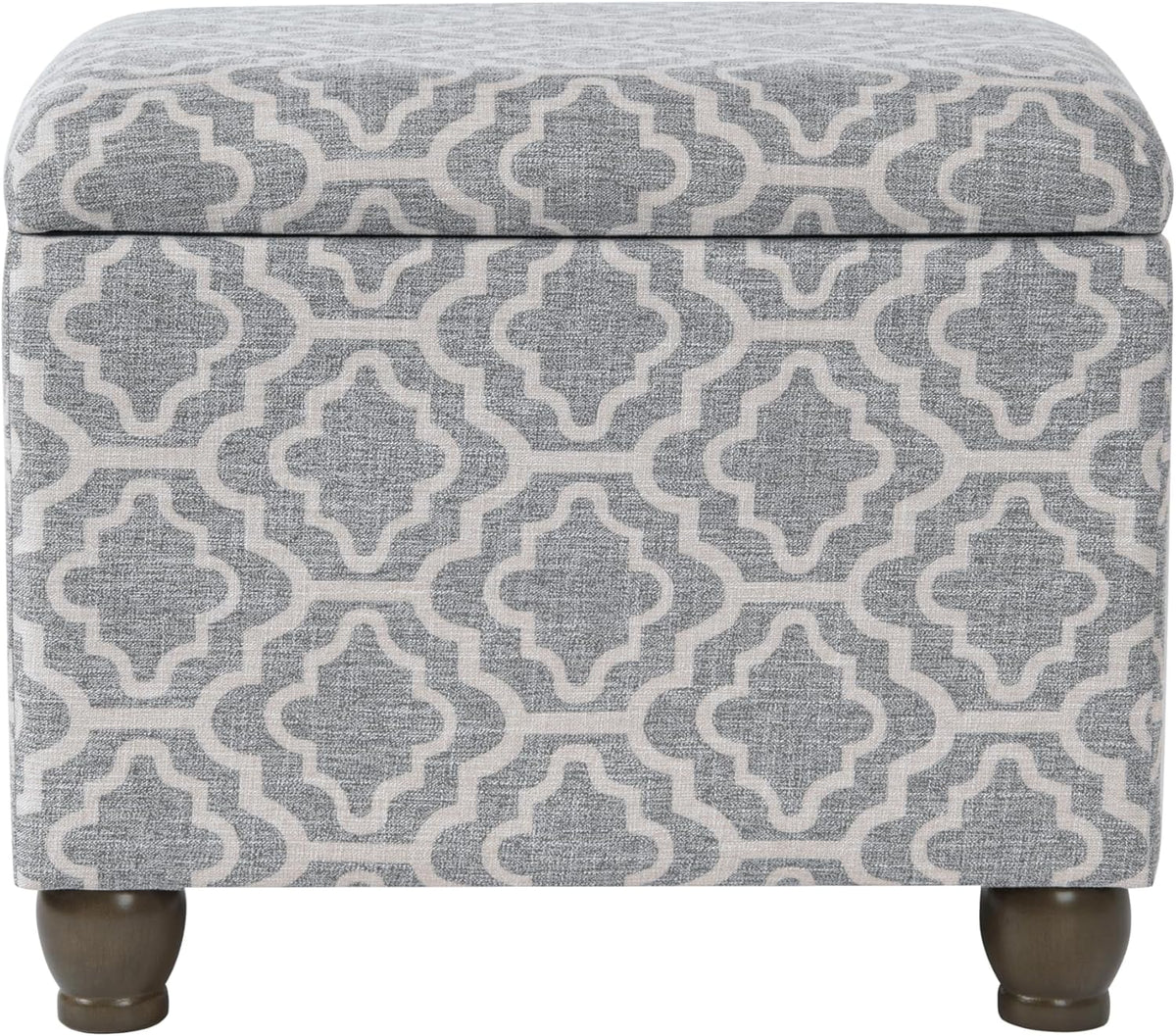 Home Decor | Upholstered MediumRectangular Storage Ottoman | Hinged Lid Ottoman with Storage for Living Room & Bedroom,Gray Geometric
