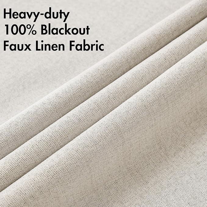 MIULEE 100% Blackout Linen Curtains