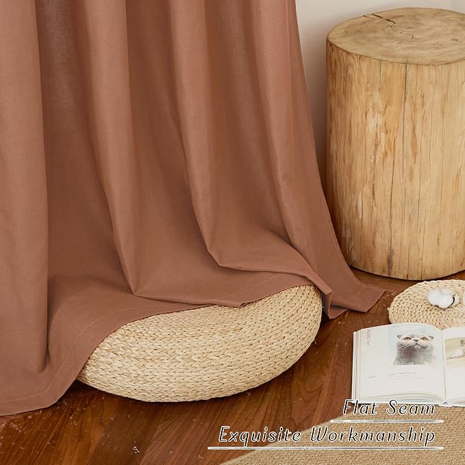 NICETOWN Caramel Linen Curtains