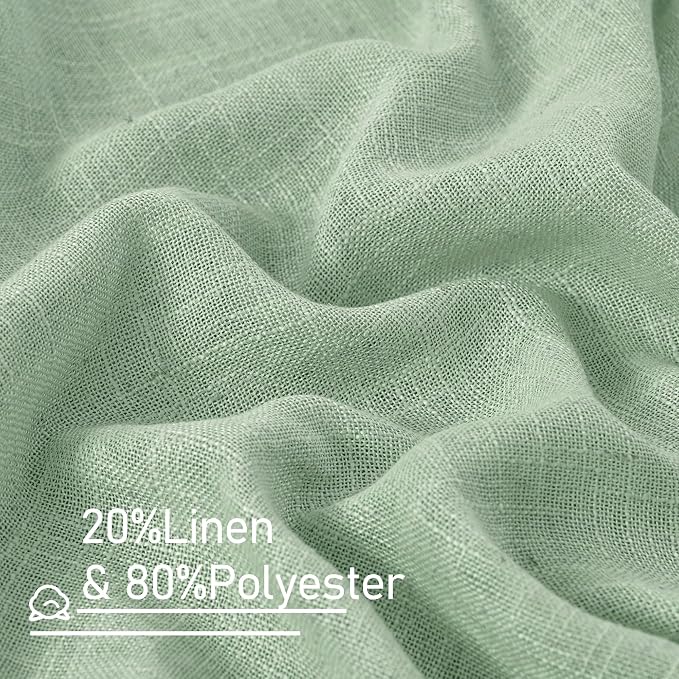 LAMIT 95 Inches Long Fresh Green Linen Curtains