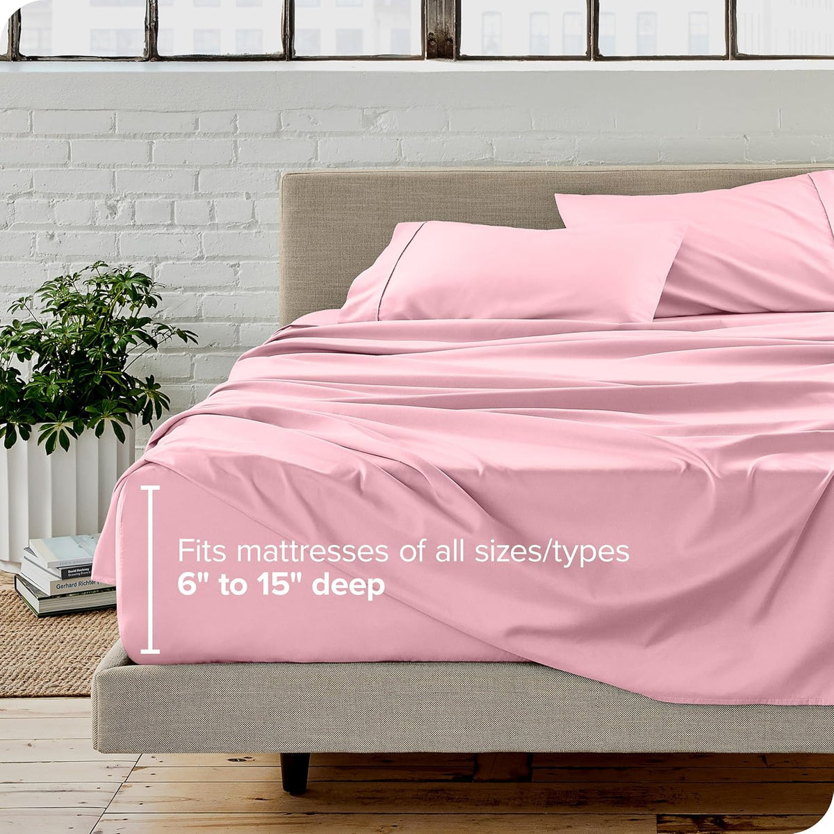 Bare Home Twin Sheet Set - 1800 Ultra-Soft Microfiber Twin Bed Sheets - Double Brushed - Deep Pockets - Easy Fit - Extra Soft - 3 Piece Set - Bedding Sheets & Pillowcases (Twin, Light Pink)