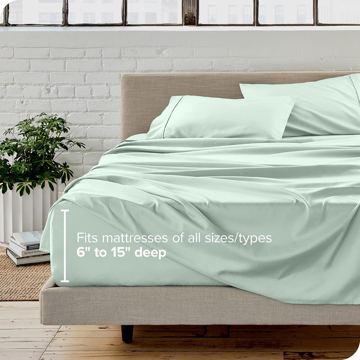 Bare Home Queen Sheet Set - Luxury 1800 Ultra-Soft Microfiber Bed Sheets - Double Brushed - Deep Pockets - Easy Fit - 4 Piece Set - Bedding Sheets & Pillowcases (Queen, Spring Mint)