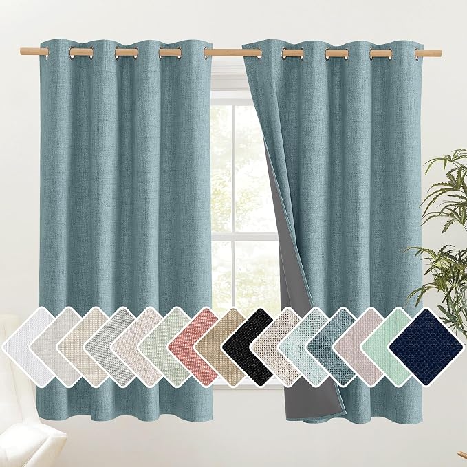 NICETOWN 100% Absolutely Blackout Linen Curtains