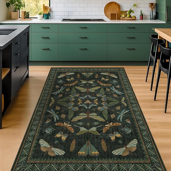 Dark Green 4x6 Washable Area Rug